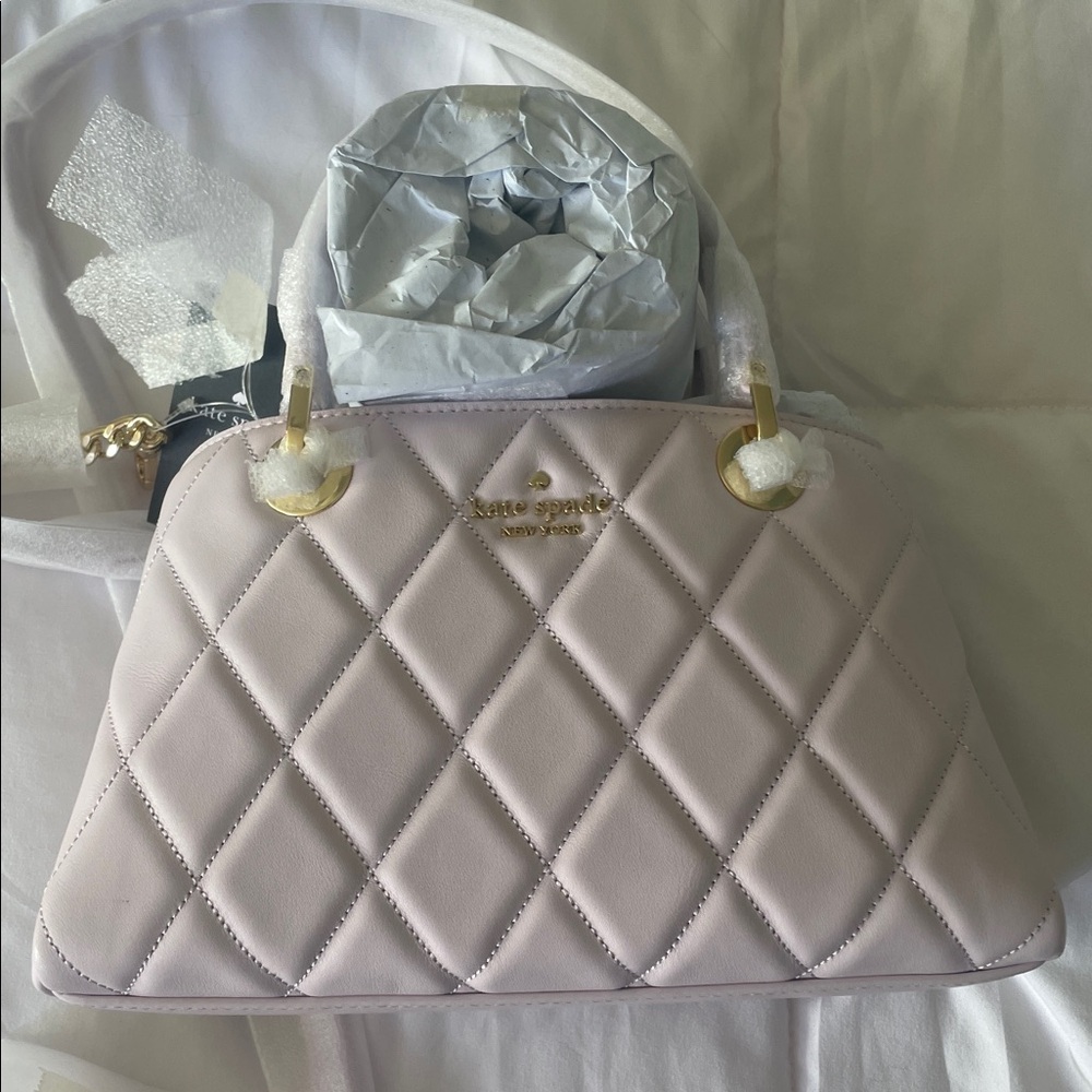 Kate Spade Carey Quilted Leather Satchel Purse Pale Amethyst - Picture 7 of 8